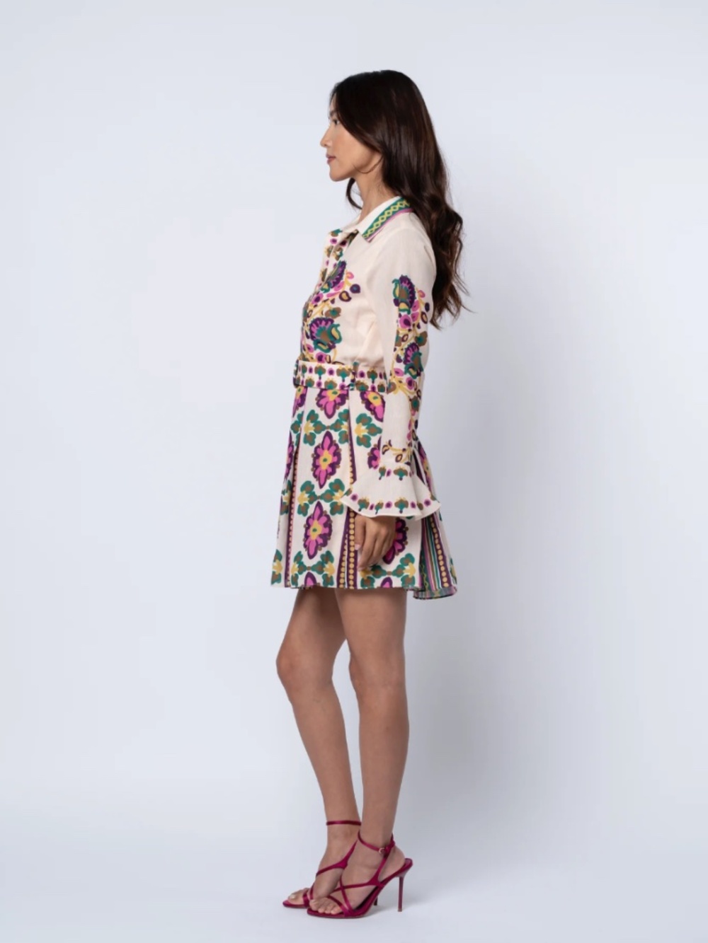 Ciebon Maris Mixed Print Long Sleeve Shirt Dress - Picture 6 of 7
